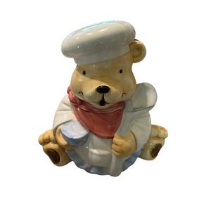 Vintage Teddy Bear Chef Sunshine Cookie Jar Canister Hand Painted Taiwan